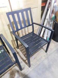 lot 41 image: StyleWell Mix and Match Black Stackable Metal Slat Outdoor Patio Dining Chair (2-Pack)