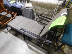 lot 46 image: Hampton Bay Riverbrook Espresso Brown Padded Sling Steel Outdoor Patio Chaise Lounge Chair