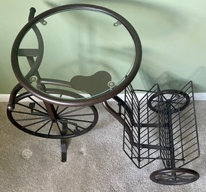 lot 10 image: Fun Bicycle EndSide Table with Magazine Rack