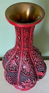 lot 137 image: Vintage Cinnabar and Brass Vase