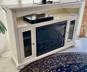 lot 178 image: Amazing White Accent Table with Built in Fireplace
