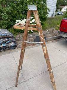 lot 233 image: 6 Foot Wooden Step Ladder