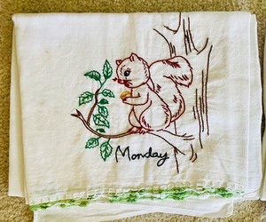 lot 345 image: Vintage Needlepoint 7 Days of the Week Dish Towels