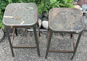 lot 328 image: 2 Vintage Metal Stools