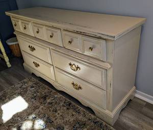lot 43 image: Vintage Painted White Dresser by Lea