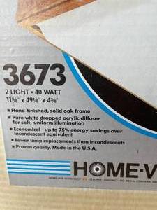 lot 284 image: 2 New In The Box Home-Vue Florescent Oak Light Fixtures Model 3673