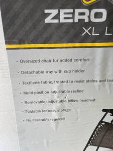 lot 289 image: Guidesman Zero Gravity Lawn Longer Model 272-0486 New In The Box