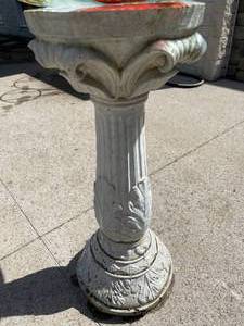 lot 310 image: Birdbath with Painted Glass Top