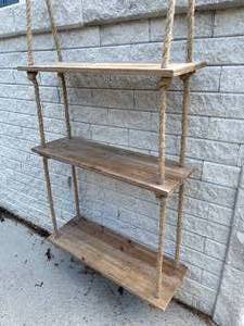 lot 317 image: Rope and Wood Hanging Shelving Piece