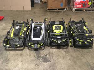 lot 7 image: Mix Pallet of Assorted Ryobi Battery Operated Lawn Mowers - Customer Returns - Review all pictures