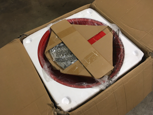 lot 21 image: Kamado Joe Kettle Joe 22 in. Charcoal Grill in Red with Hinged Lid, Cart, and Side Shelves -Customer Return May Be Missing PCs Review all pictures
