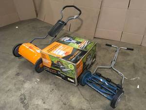 lot 23 image: Mix Lot of Outdoor Fiskars Pushing Mower - Lot of 3 , Various Models - Review all pictures