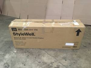 lot 25 image: StyleWell Wolcott 48 in. Media Console Electric Fireplace in Brown Oak - Open Box - Review all pictures