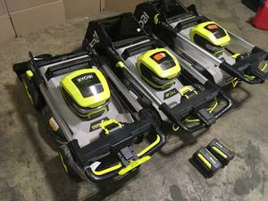 Mix Lot of Ryobi Lawn Mowers, Battery Operated - Customer Returns - Review all pictures