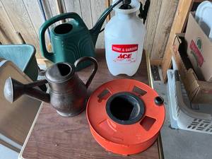 lot 125 image: Sprayer, Watering Cans & Cord Reel