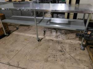 Stainless Rolling Table - 8 x 30 x 37(h) #2