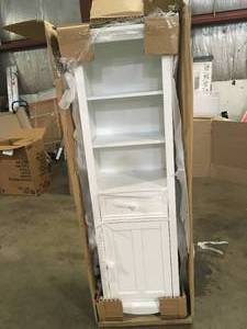 Fremont 20 in. W x 14 in. D x 65 in. H Linen Cabinet in White by Home Decorators Collection Customer Returns See Terms on Auction