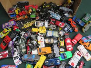 98 VINTAGE METAL AND PLASTIC CARS.