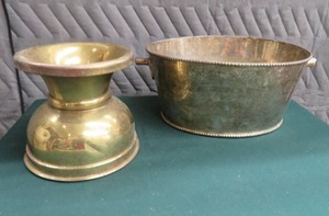 BRASS SPITOON AND OVAL BUCKET