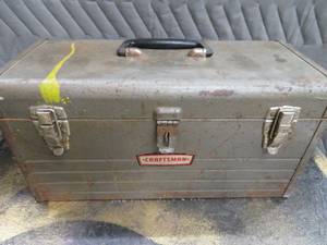 VINTAGE CRAFTSMAN METAL TOOL BOX PLUS STUFF