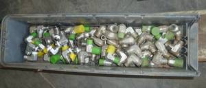 lot 32 image: Bin of Cajon 316 stainless fittings