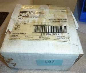 lot 107 image: Box of 3M safety treads 5-12 inch square - close to full