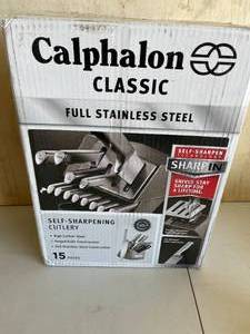 Calphalon Classic 15-Piece Self-Sharpening Stainless Steel Cutlery Knife and Block Set with Sharp in Technology