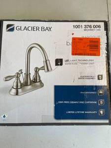 Glacier Bay Mandouri 4 in. Centerset 2-Handle LED High-Arc Bathroom Faucet in Brushed Nickel