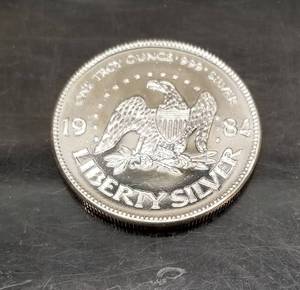 1 TROY OZ .999 FINE SILVER 1984 A-MARK LIBERTY