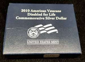 2010 US SILVER DOLLAR DISABLED VETERAN IN ORIGINAL PACKAGING
