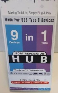 NOV8Tech USB C Hub 9-in-1 Docking Station Silver USB C to Dual HDMI Adapter, VGA