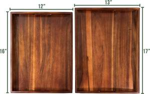Acacia Wooden Serving Trays with Handles for Eating, Appetizers, Food, Snacks, or Home Decor