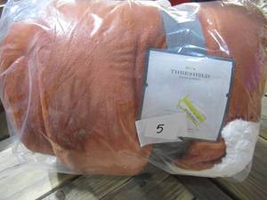 lot 5 image: Solid Plush Throw Blanket with Sherpa Reverse Orange - Threshold