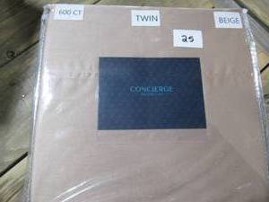 lot 25 image: Concierge Collection Bed Sheets-6 Piece, Beige-Twin