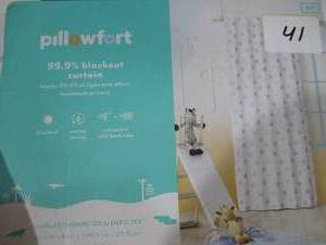 lot 41 image: Pillowfort-99.9% blackout curtain, Silver Polkadot
