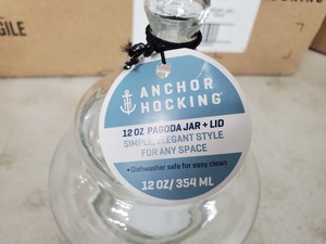 lot 70 image: 5 New Anchor Hocking 12 oz Pagoda Jar with Lid