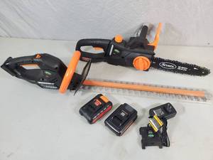 lot 13 image: New Scotts Cordless Lithium Ion Chainsaw and Hedge Trimmer