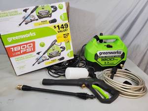 lot 127 image: Greenworks 1800 psi Electric Portable Pressure Washer
