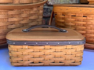Collection of Longaberger Baskets including Longaberger Magazine Basket