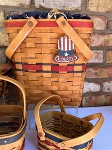 Red and White and Blue Themed Longaberger Baskets including a Longaberger 1992 Inaugural Basket