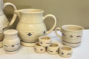 Variety of Longaberger Pottery Items including a Longaberger Milk Pitcher