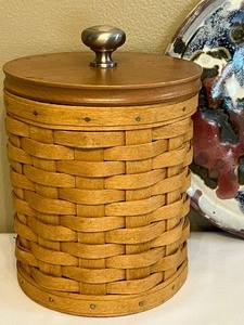 2003 Longaberger Canister Basket and a Beautiful Artisan Glazed Decorative Pottery Plate