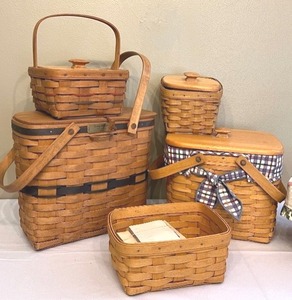Collection of Six Longaberger Baskets including a 1991 VIP Basket