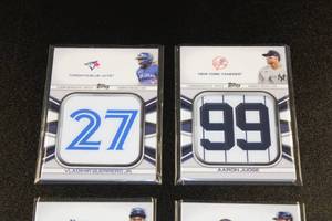 lot 86 image: 2022 Topps Player Jersey Number Medallion Relic Lot  4 Cards w Wander Franco Rookie