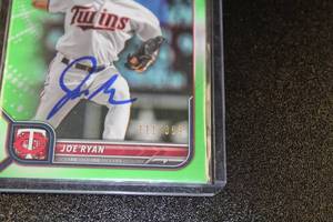lot 93 image: 2022 Bowman Green Joe Ryan #56 In Person Autograph 111399  Only 399 Exist