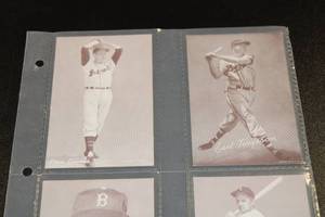 lot 141 image: 1947-1966 Exhibit Baseball Card Lot #3  Gromek Torgeson Newcombe Fox