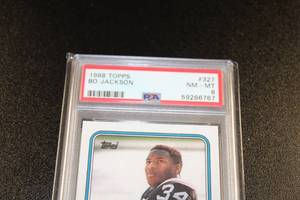 lot 156 image: 1988 Topps Bo Jackson #327 Rookie Card PSA 8