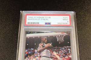 lot 162 image: 1992-93 Stadium Club Shaquille ONeal #247 Rookie Card PSA 9