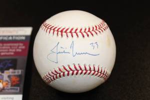 lot 170 image: Justin Morneau Sweet Spot Autograph Baseball JSA COA #AB29074
