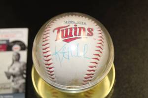 lot 175 image: Kent Hrbek Side Panel Twins Logo Autograph Ball JSA COA #UU66347